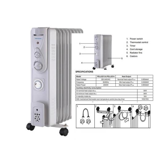 Oil Filled Radiator W/ Timer 9fin 2000w 240v