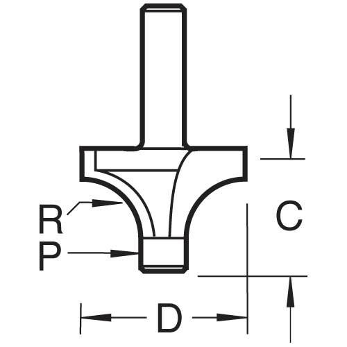Trend 7e/5x1/4 Pin Guided Round Over Cutter