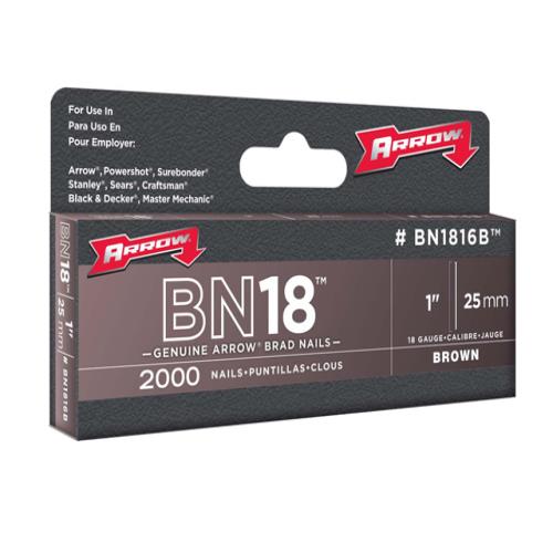 Arrow Bn1816b Brad Nails 25mm Brown Head(2000