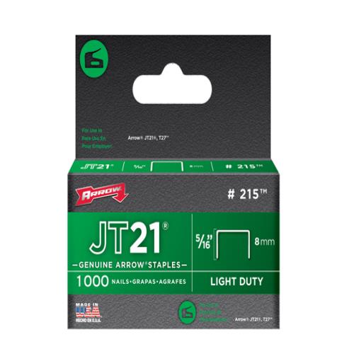 Arrow Jt21 T27 Staples 8mm (5/16in) Box 1000