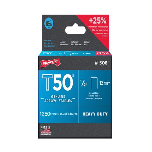 Arrow T50 Staples 12mm 1/2in Pk5000 (4 X1250)