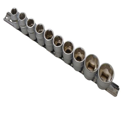 Bluespot Sockets On Rail 10 Piece 1/2in Drive