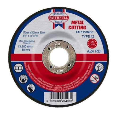 Faithfull Metal Cut Off Disc 115 X 3.2 X 22mm