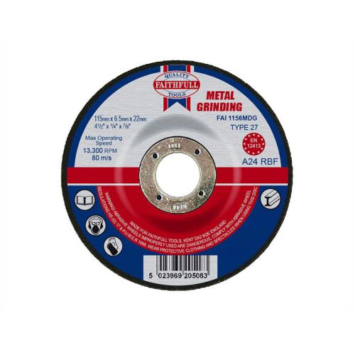 Faithfull Metal Grinding Disc 115x6.5x22mm
