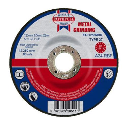 Faithfull Metal Grinding Disc 125x6.5x22mm