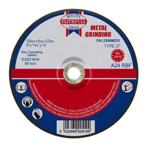Faithfull Metal Grinding Disc 230x6.5x22mm