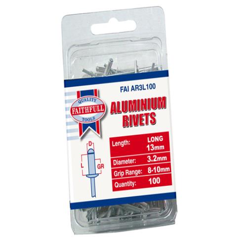 Faithfull Aluminium Rivets 3mm Long