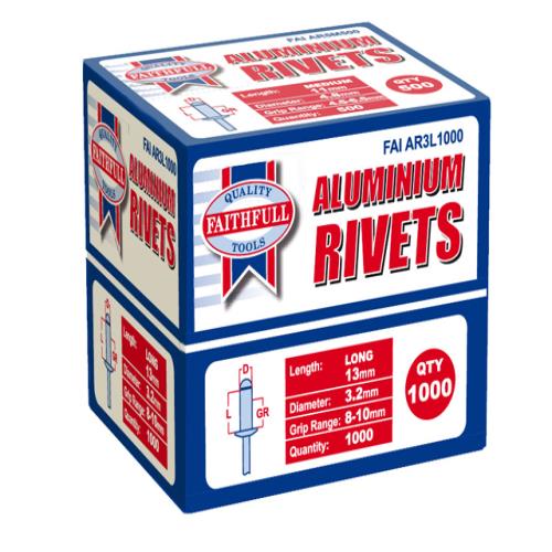 Faithfull Aluminium Rivets 3mm Long Bulk