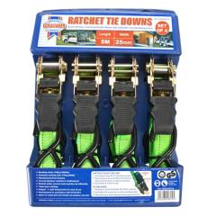 Faithfull 4pc Green Ratchet Tie Down Set