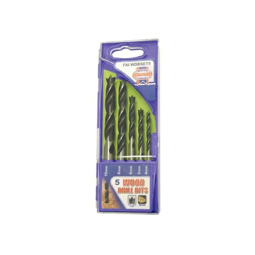 Faithfull Lip & Spur Wood Drill Bit Set 5 Pcs