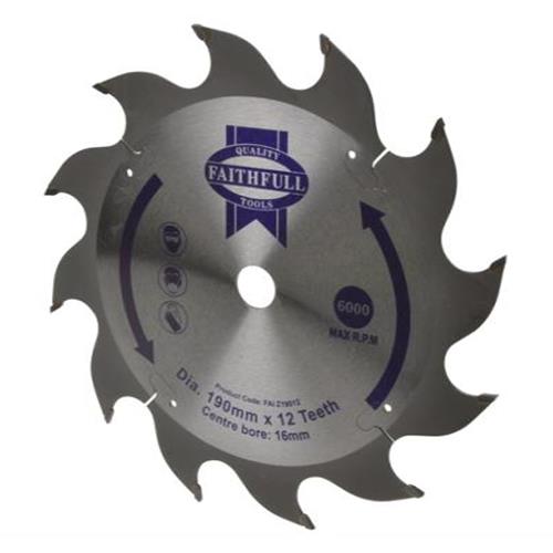Faithfull Circular Saw Blade 190 X 16mm X 12t