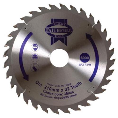 Faithfull Circular Saw Blade 210x16/25/30/35