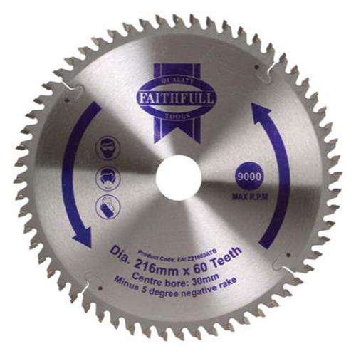 Faithfull Circular Saw Blade 216 X 30mm X 60t