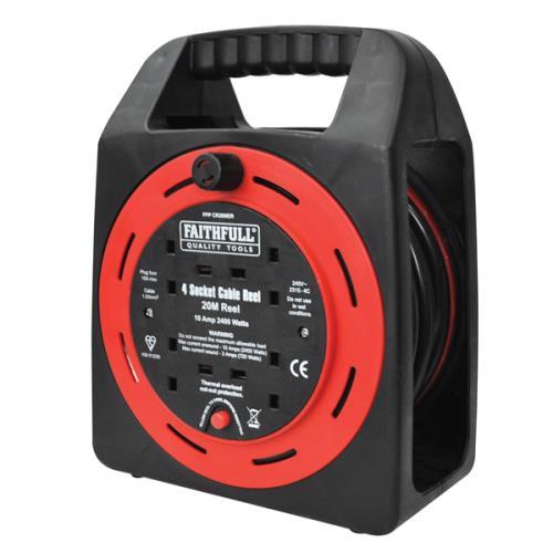 Faithfull 20 Metre Cable Reel 230v 13a