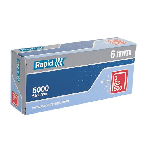 Rapid 53/6b 6mm Galvanised Staples Box 5000