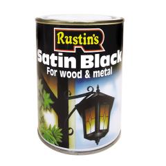 Rustins Satin Black Paint Quick Drying 1l