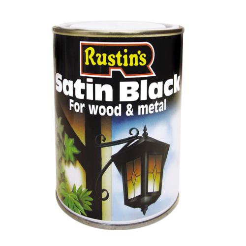 Rustins Satin Black Paint Quick Drying 1l