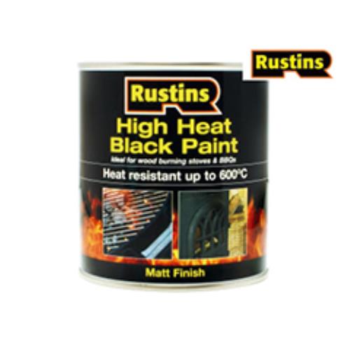 Rustins High Heat Paint 600°c Black 250ml