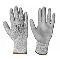 Scan Grey Pu Coated Cut 3 Liner Gloves Xl