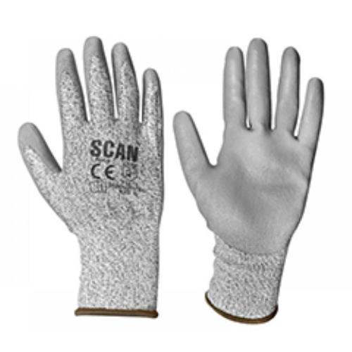 Scan Grey Pu Coated Cut 3 Liner Gloves Xl