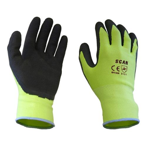 Scan Yellow Foam Latex Coated Glove 13g Xl