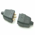 Smj Rubber Plug & Socket 3 Pin - Black 10 Amp