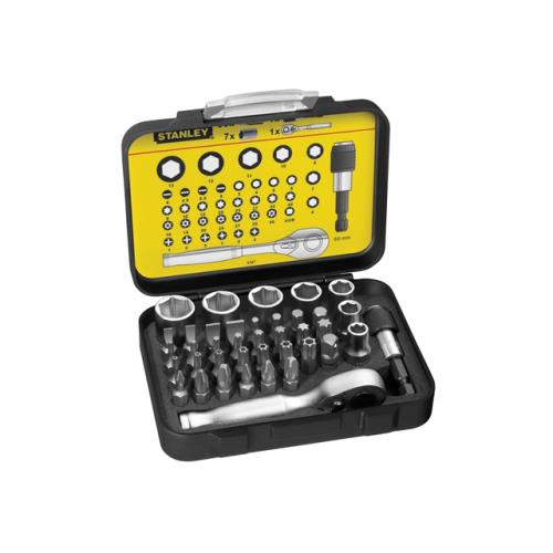 Stanley Bit & Socket Set 39 & Ratchet Metric