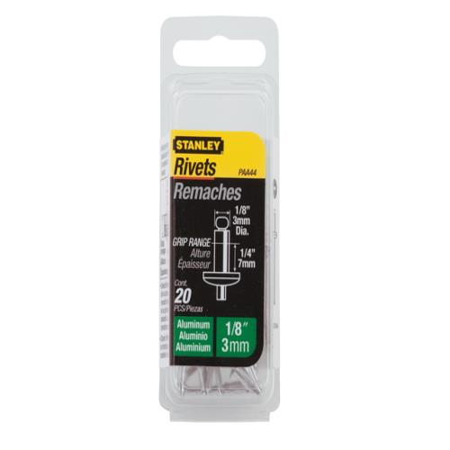 Stanley Aluminium Rivets 3mm Medium Pack 20