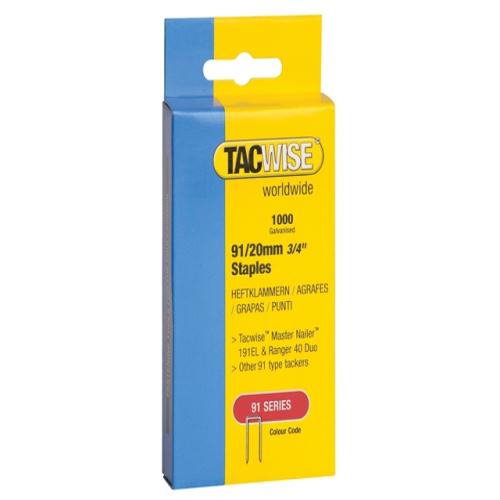 Tacwise 91 Narrow Crown Staples 20mm