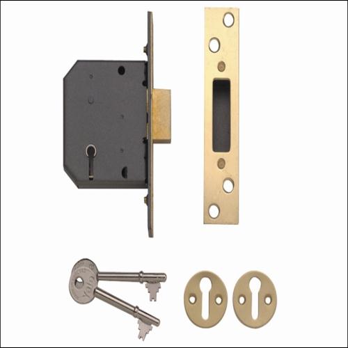 Yale Pm552 5 Lever Deadlock Smooth Brass 2.5